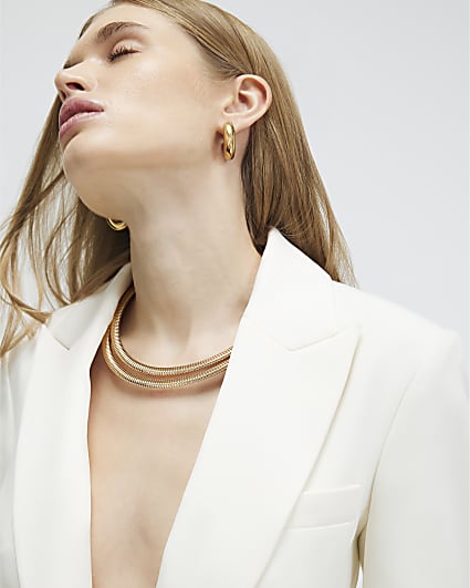 Gold Double Snake Chain Necklace