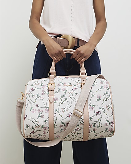 Cream Ditsy Floral Barrel Bag