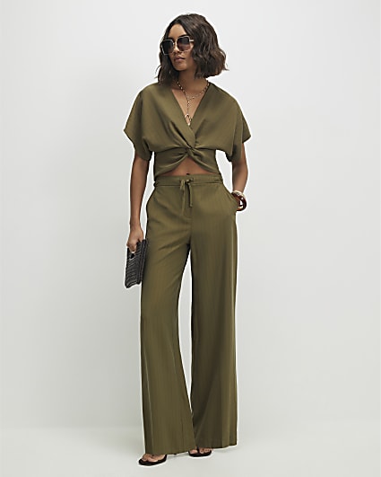 Green Stripe Soft Tailored Trousers