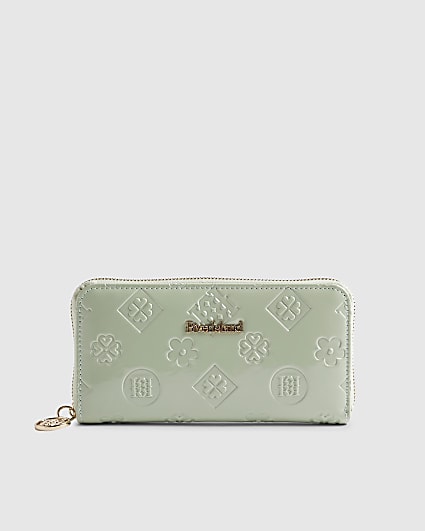 Green Embossed Monogram Patent Purse