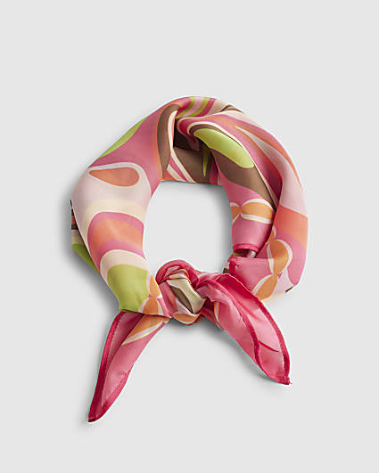 Pink Swirl Print Neck Scarf