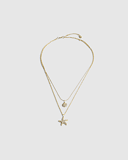 Gold Diamond Simulant 2 Row Sealife Necklace
