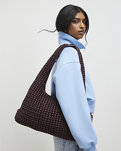 Red Textured Shoulder Bag