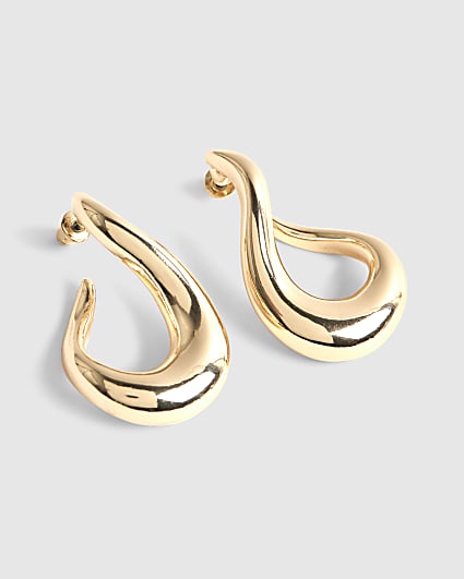 Gold Abstract Hoop Earrings