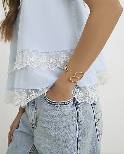 Gold Heart Cuff Bracelet