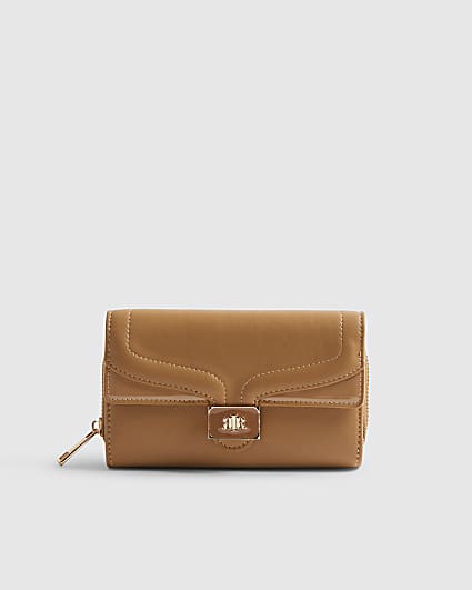 Brown Panelled Tab Front Purse