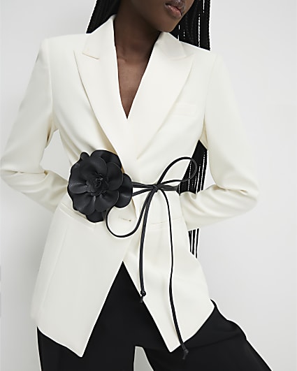 Black Corsage Flower Belt