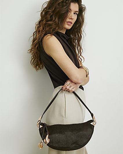 Brown RI Studio Leather Shell Shoulder Bag