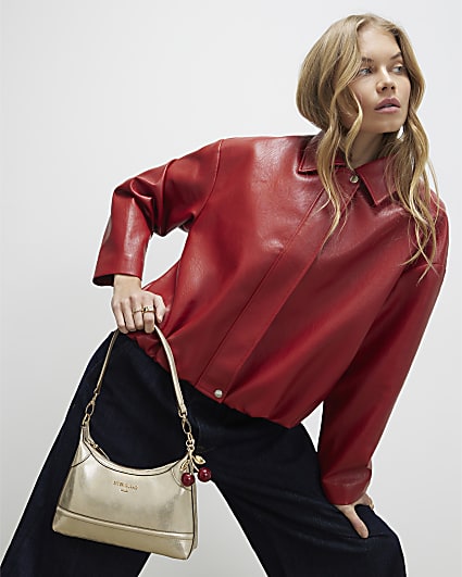 Gold Cherry Charm Shoulder Bag