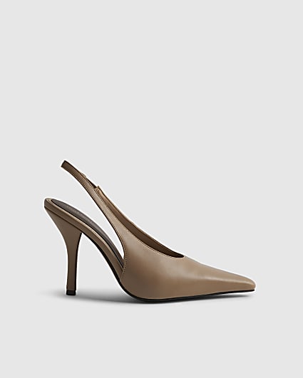 Beige Slingback Court Heels
