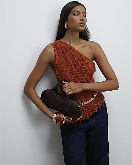 Brown Suede Premium Bowler Bag