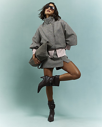 Brown Split Hem Skort