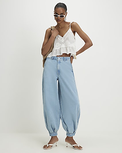 Blue Balloon Leg Jeans