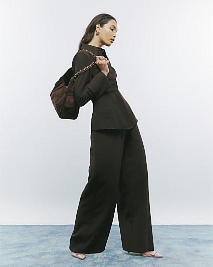 Brown Wide Leg Trousers