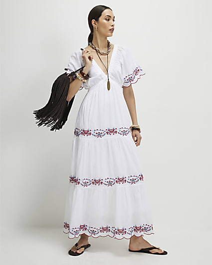 White Embroidered Maxi Dress