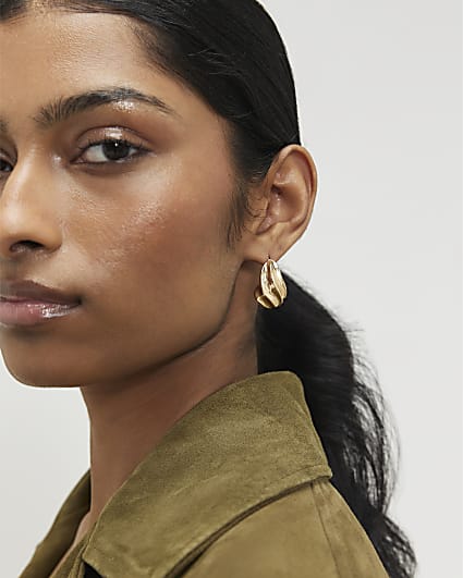 Gold Swirl Domed Stud Earrings