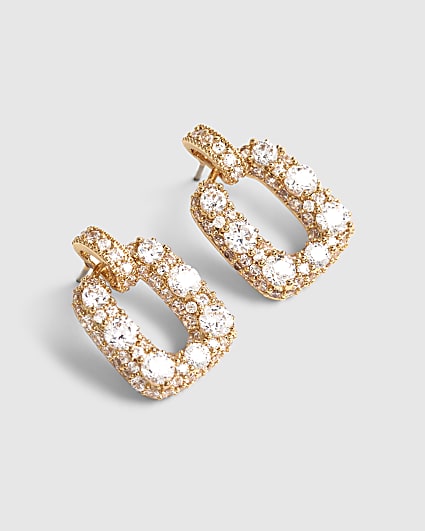 Gold Diamante Door Knocker Earrings