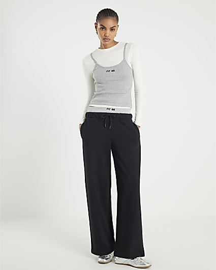 Black 2 in 1 Wide Leg Joggers