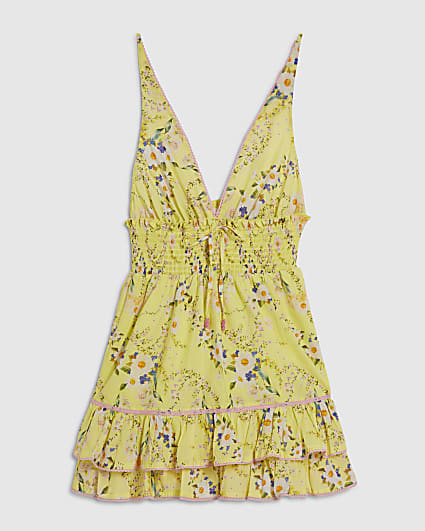 Petite Yellow Daisy Print Mini Dress