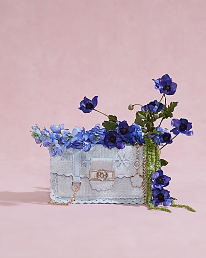 Blue Scalloped Edge Shoulder Bag