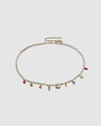 Gold Charm Drop Chain Belt