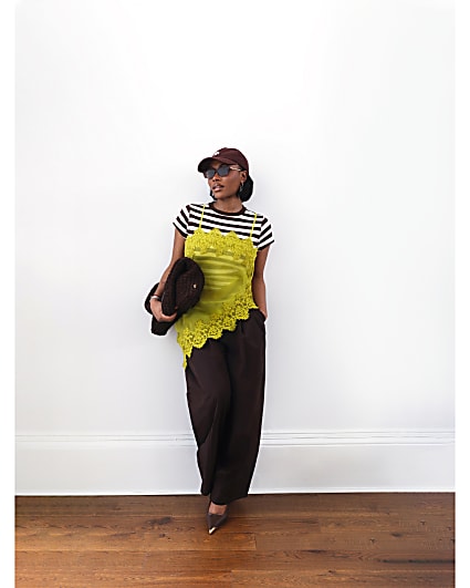 Brown Poplin Barrel Leg Trousers