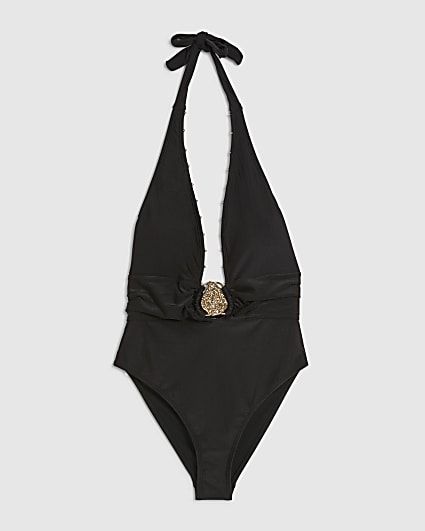 Black Hardware Plunge Swimsuit