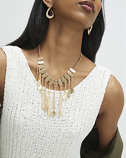 Gold Drop Pendant Collar Necklace