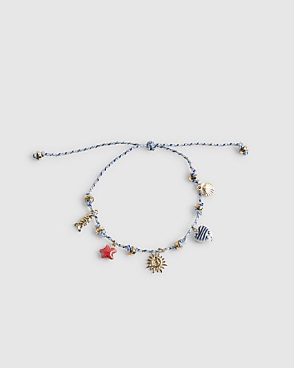 Blue Cord Charm Bracelet