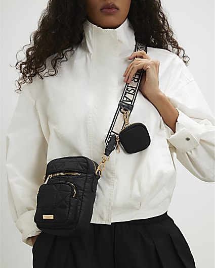 Black Webbing Strap Cross Body Bag