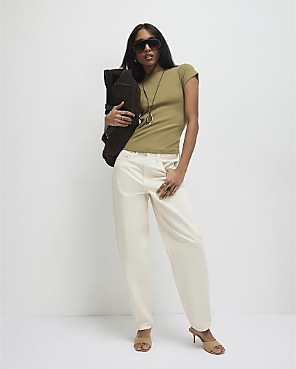 Green Fitted Rib T-Shirt