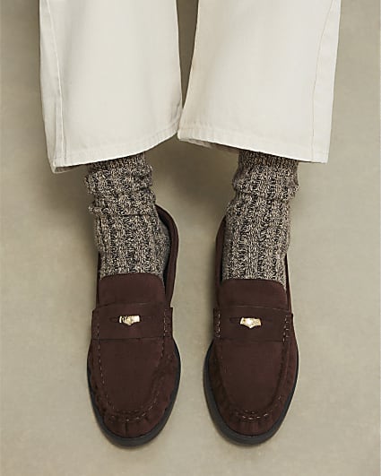 Brown Ruched Loafers