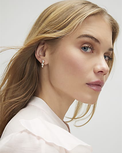 Gold Diamond Simulant Drop Earrings