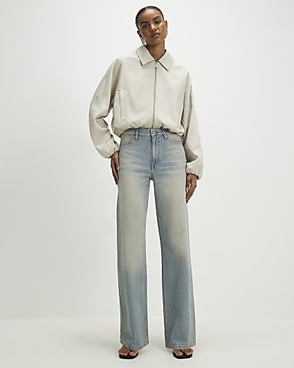 Blue Relaxed Straight Leg Jeans