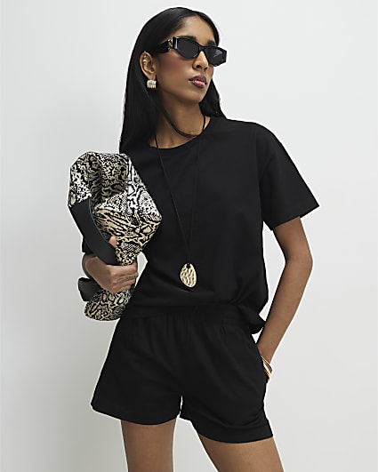 Black T-Shirt and Shorts Set