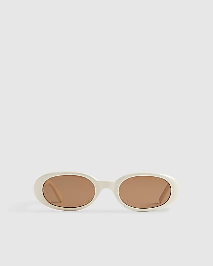 Cream Slim Oval Sunglasses