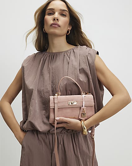 Pink Lock Front Tote Bag