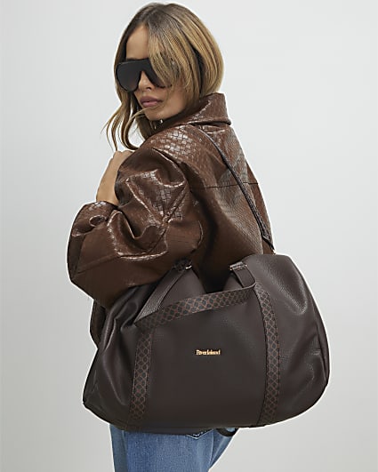 Brown Monogram Trim Holdall Travel Bag