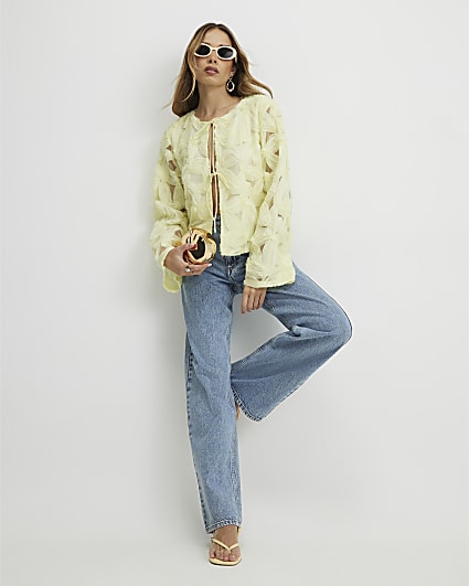 Yellow Long Sleeve 3D Floral Jacket