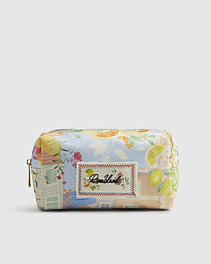 Cream Abstract Print Soft Make Up Bag