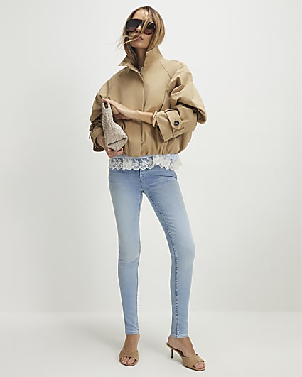 Blue Contrast Stitch Skinny Jeans