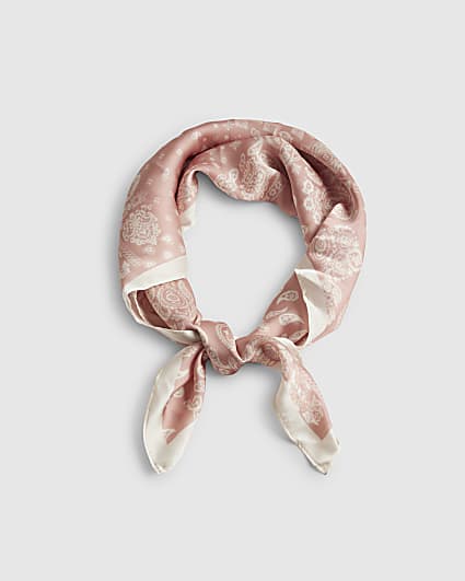 Pink Paisley Print Neck Scarf