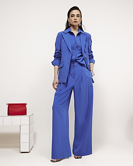 Blue Wide Leg Trousers