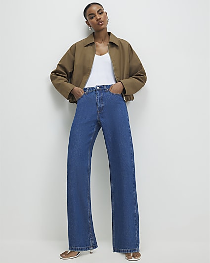 Blue Relaxed Straight Leg Jeans