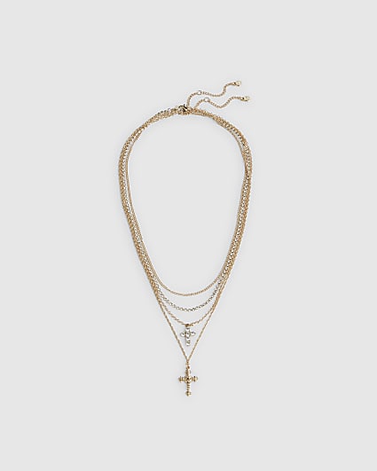 Gold Cross Layered Necklace