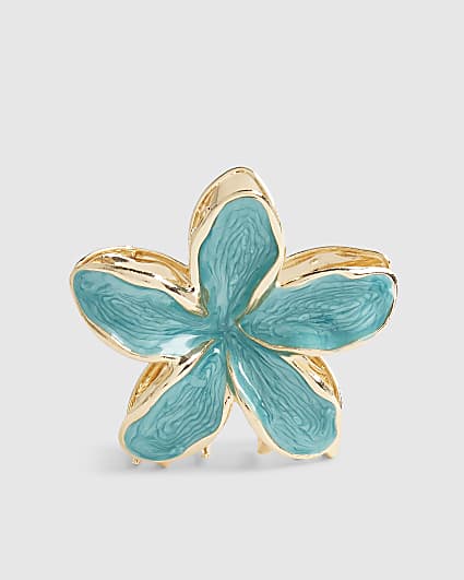 Green Flower Claw Hair Clip