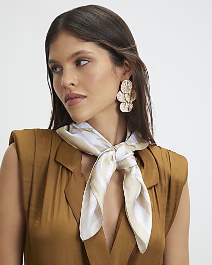 Beige Striped Scarf