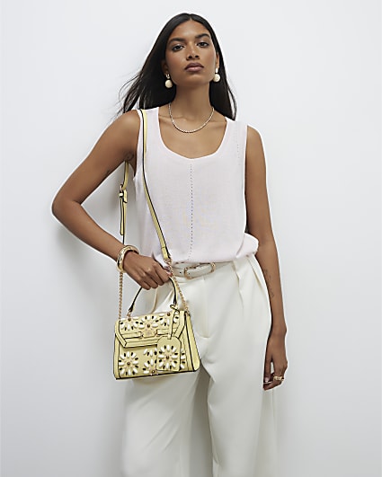 Yellow Mini Beaded Charm Tote