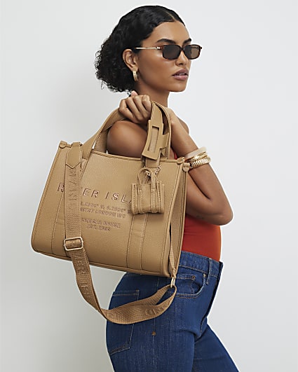 Brown Embroidered Tote Bag