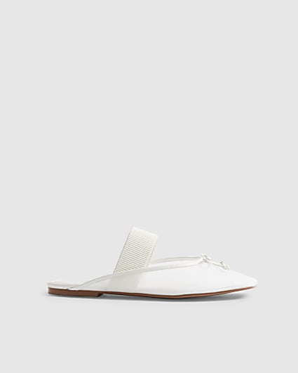 White Mesh Backless Ballet Pumps